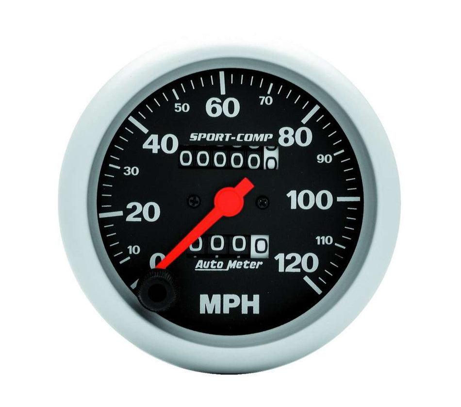AutoMeter Speedometer - Sport-Comp - 120 MPH - Mechanical - Analog - 3-3/8 in Diameter - Black Face - Each