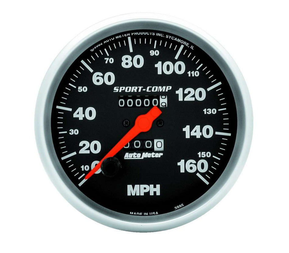 AutoMeter Speedometer - Sport-Comp - 160 MPH - Mechanical - Analog - 5 in Diameter - Black Face - Each