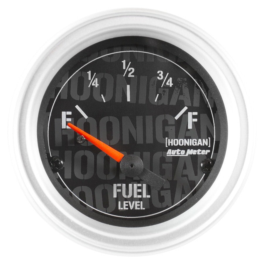 AutoMeter Fuel Level Gauge - Hoonigan Ultra-Lite - 240-33 ohm - Electric - Analog - Short Sweep - 2-1/16 in Diameter - Black Face - Each