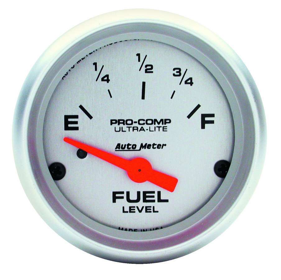 AutoMeter Fuel Level Gauge - Ultra-Lite - 240-33 ohm - Electric - Analog - Short Sweep - 2-1/16 in Diameter - Silver Face - Each