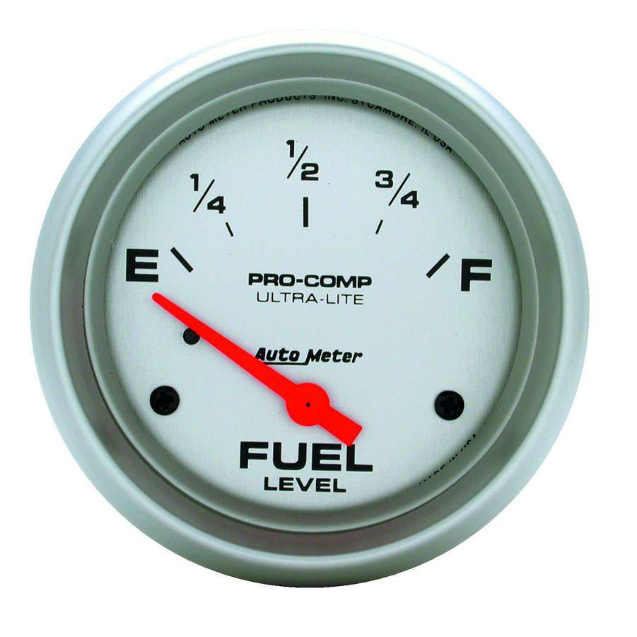 AutoMeter Fuel Level Gauge - Ultra-Lite - 240-33 ohm - Electric - Analog - Short Sweep - 2-5/8 in Diameter - Silver Face - Each
