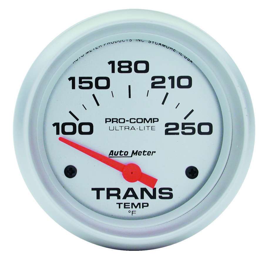 AutoMeter Transmission Temperature Gauge - Ultra-Lite - 100-250 Degree F - Electric - Analog - Short Sweep - 2-5/8 in Diameter - Silver Face - Each