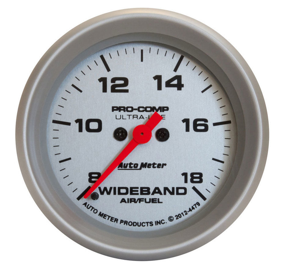 AutoMeter Air-Fuel Ratio Gauge - Ultra-Lite - Wideband - 8:1-18:1 AFR - Electric - Analog - Full Sweep - 2-5/8 in Diameter - Silver Face - Each