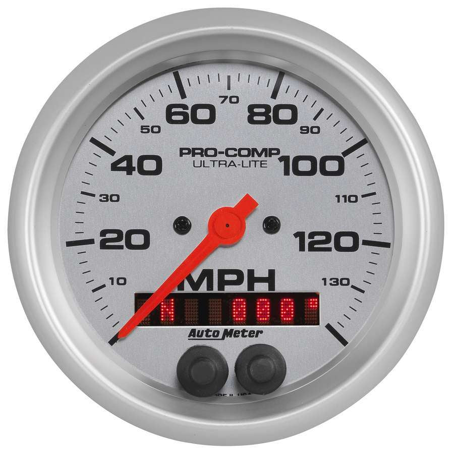 AutoMeter Speedometer - Ultra-Lite - 140 MPH - Electric - Analog - 3-3/8 in Diameter - GPS Tracking - Silver Face - Each