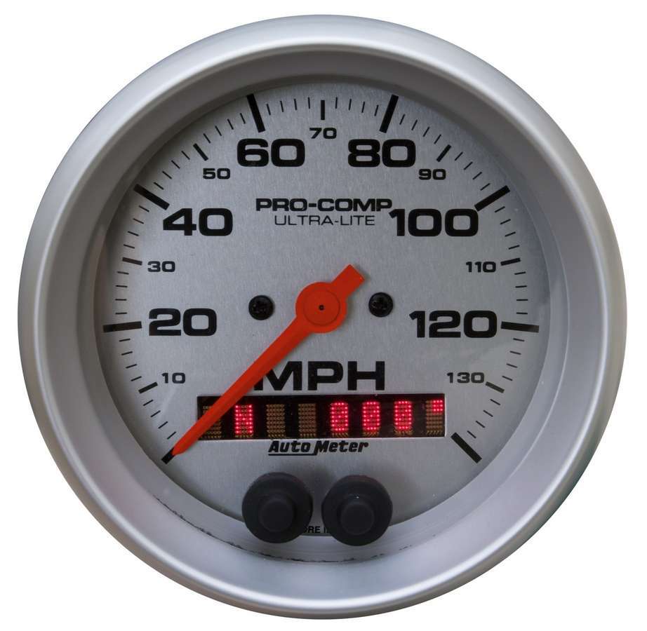 AutoMeter Speedometer - Ultra-Lite - 140 MPH - Electric - Analog - 5 in Diameter - GPS Tracking - Silver Face - Each