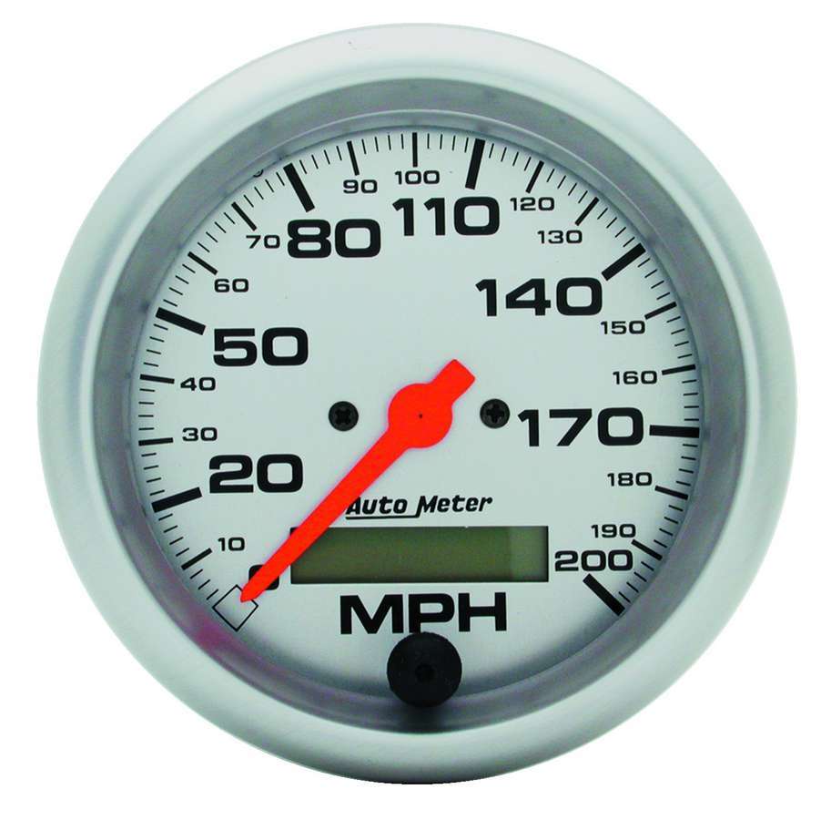 AutoMeter Speedometer - Ultra-Lite - 200 MPH - Electric - Analog - 3-3/8 in Diameter - Programmable - Silver Face - Each