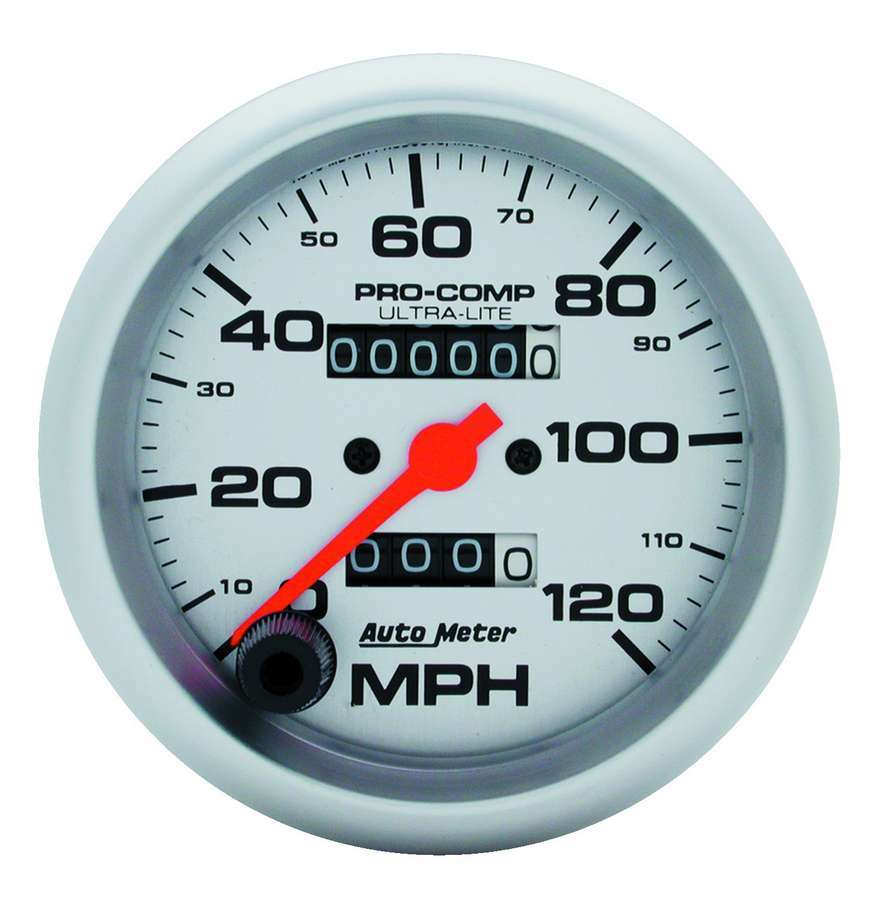 AutoMeter Speedometer - Ultra-Lite - 120 MPH - Mechanical - Analog - 3-3/8 in Diameter - Silver Face - Each