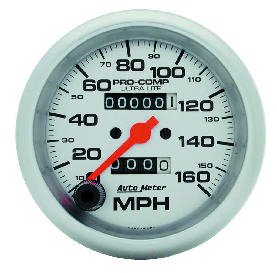 AutoMeter Speedometer - Ultra-Lite - 160 MPH - Mechanical - Analog - 3-3/8 in Diameter - Silver Face - Each