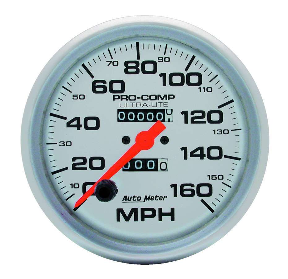 AutoMeter Speedometer - Ultra-Lite - 160 MPH - Mechanical - Analog - 5 in Diameter - Silver Face - Each