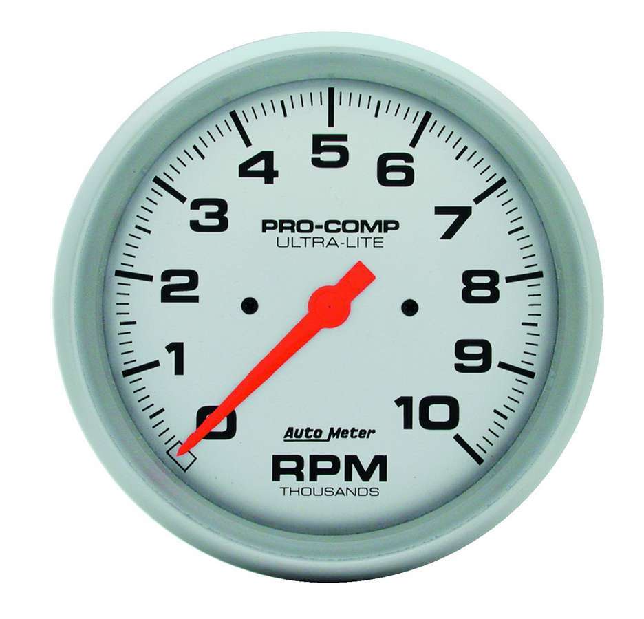 AutoMeter Tachometer - Ultra-Lite - 10000 RPM - Electric - Analog - 5 in Diameter - Dash Mount - Silver Face - Each
