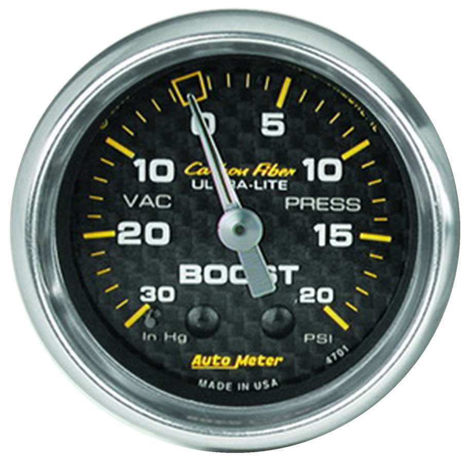 AutoMeter Boost / Vacuum Gauge - Hoonigan - Carbon Fiber - 30 in HG-20 psi - Mechanical - Analog - 2-1/16 in Diameter - Carbon Fiber Look Face - Each
