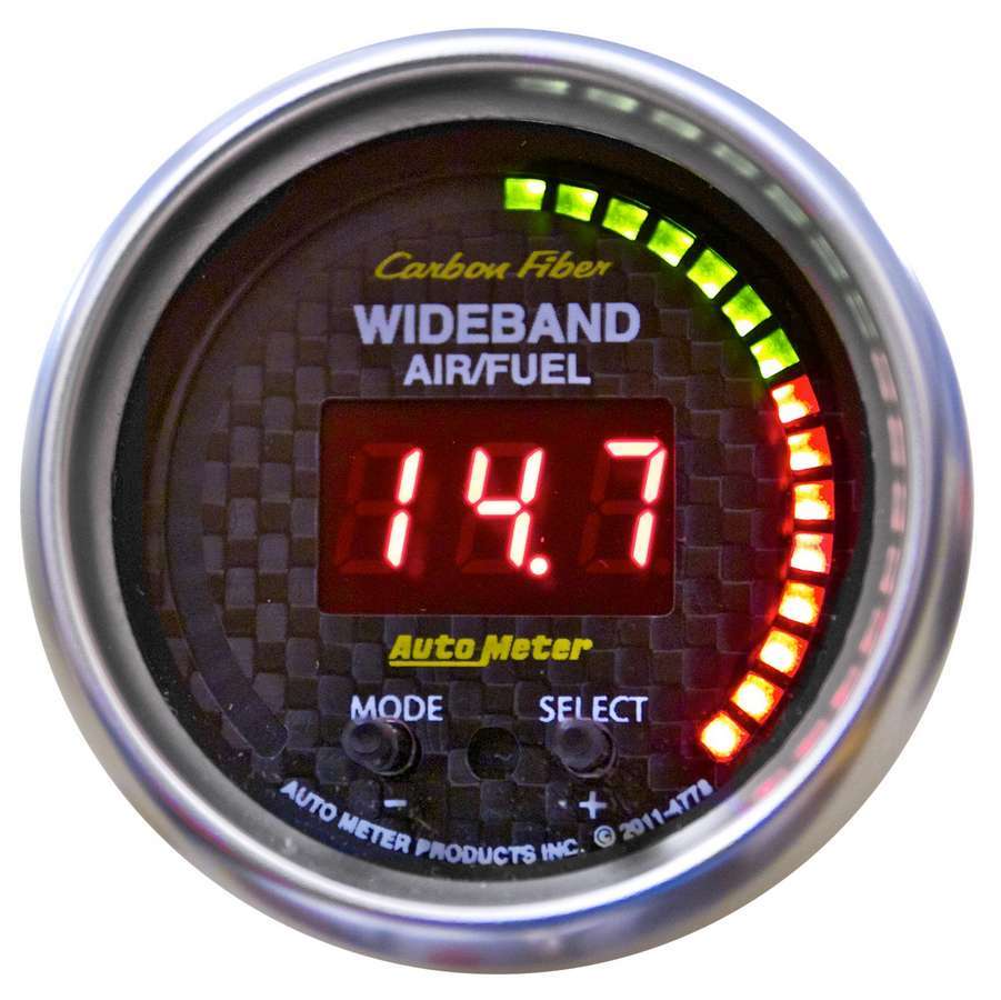 AutoMeter Air-Fuel Ratio Gauge - Carbon Fiber - Wideband - 6:1-20:1 AFR - Electric - Digital - 2-1/16 in Diameter - Carbon Fiber Look Face - Each