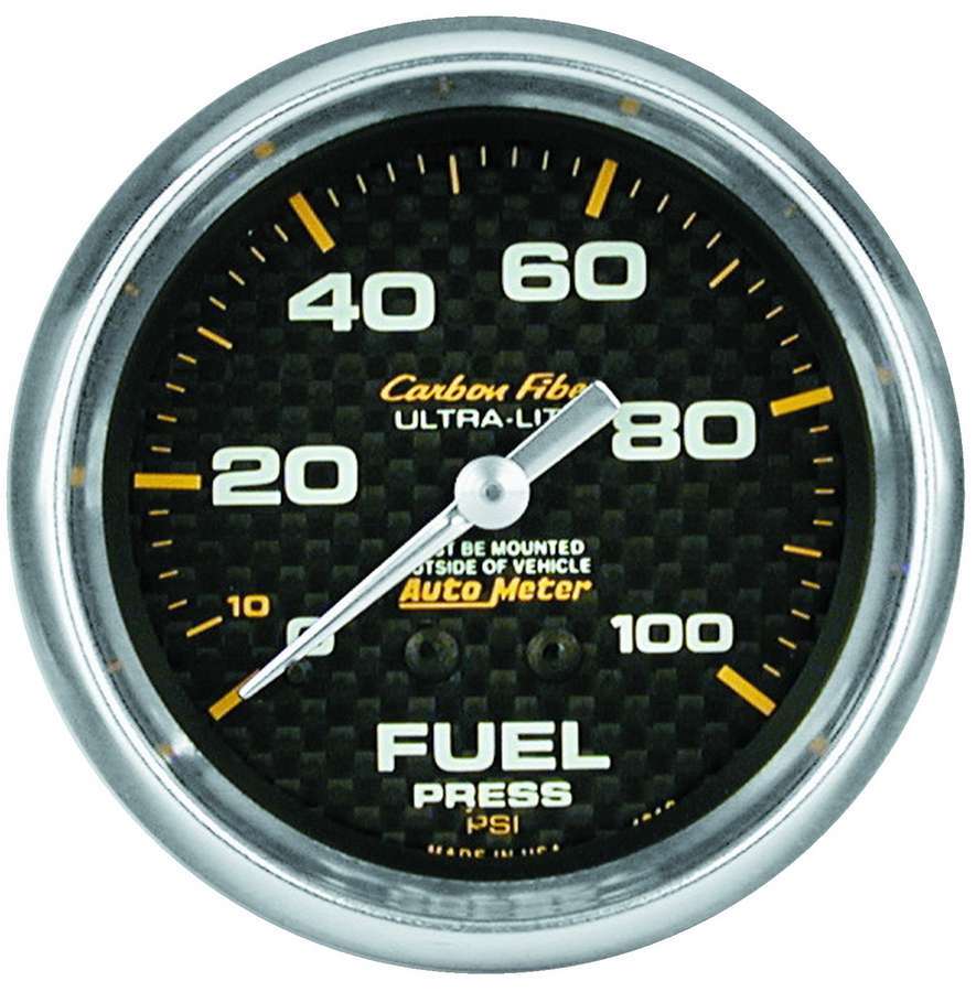 AutoMeter Fuel Pressure Gauge - Carbon Fiber - 0-15 psi - Mechanical - Analog - Full Sweep - 2-5/8 in Diameter - Carbon Fiber Look Face - Each