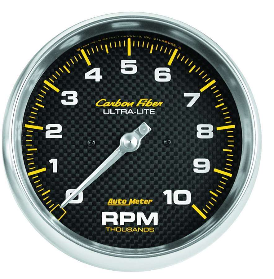 AutoMeter Tachometer - Carbon Fiber - 10000 RPM - Electric - Analog - 5 in Diameter - Dash Mount - Carbon Fiber Look Face - Each