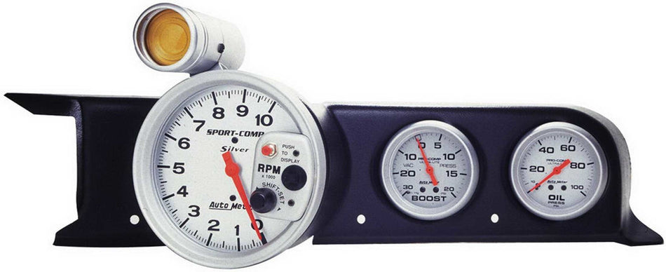 AutoMeter Gauge Pod - Gauge Works - One 3-3/8 in Diameter Gauge - Two 2-5/8 in Diameter Gauges - Dash - Plastic - Black - Ford Mustang 1987-93 - Each