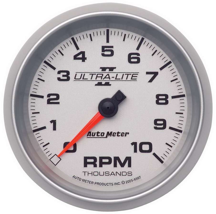 AutoMeter Tachometer - Ultra-Lite II - 10000 RPM - Electric - Analog - 3-3/8 in Diameter - Dash Mount - Silver Face - Each