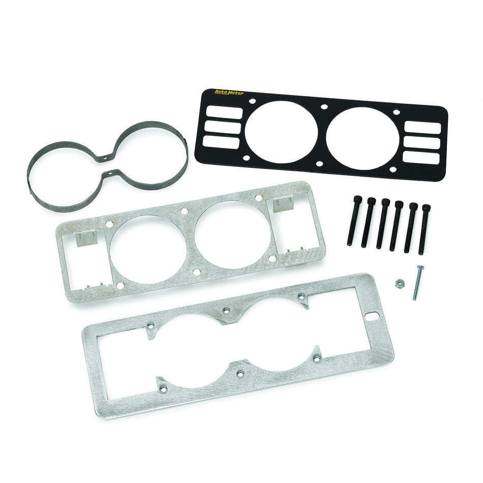 AutoMeter Gauge Mounting Panel - Gauge Cage - Two 2-5/8 in Holes - Vents - Black - Ford Mustang 1987-93 - Kit