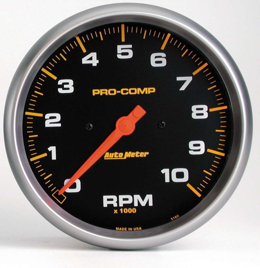 AutoMeter Tachometer - Pro-Comp - 10000 RPM - Electric - Analog - 5 in Diameter - Dash Mount - Black Face - Each