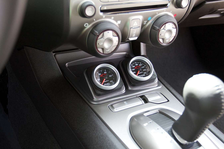 AutoMeter Gauge Pod - Two 2-1/16 in Diameter Gauges - Lower Console - Plastic - Gray - Chevy Camaro 2010-15 - Each