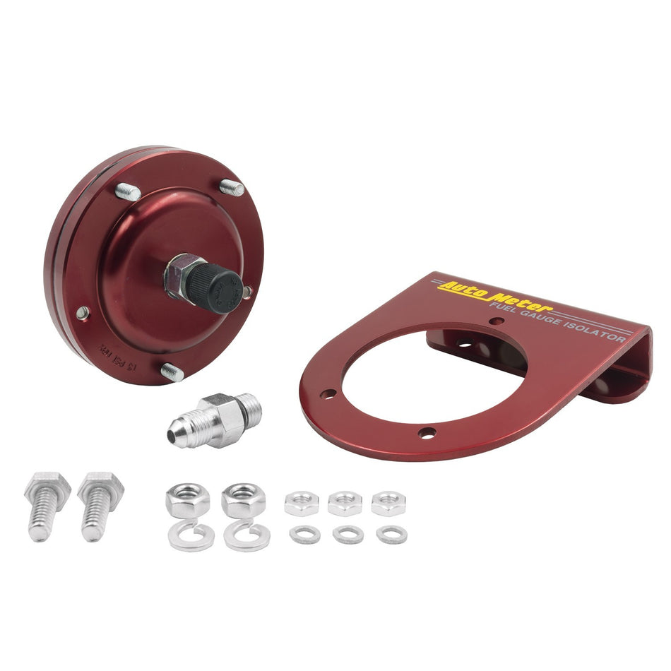 AutoMeter Fuel Pressure Isolator - 4 AN Fittings - Aluminum - Red Anodized - Mechanical Pressure Gauges - Kit