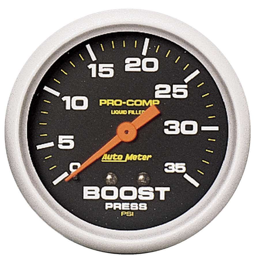 AutoMeter Boost Gauge - Pro-Comp - 0-35 psi - Mechanical - Analog - 2-5/8 in Diameter - Liquid Filled - Black Face - Each