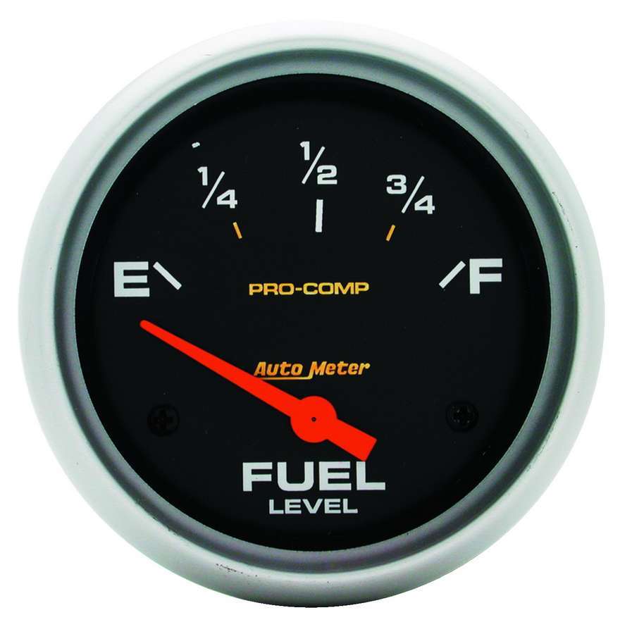AutoMeter Fuel Level Gauge - Pro-Comp - 0-90 ohm - Electric - Analog - Short Sweep - 2-5/8 in Diameter - Black Face - Each