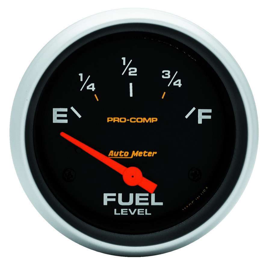 AutoMeter Fuel Level Gauge - Pro-Comp - 240-33 ohm - Electric - Analog - Short Sweep - 2-5/8 in Diameter - Black Face - Each