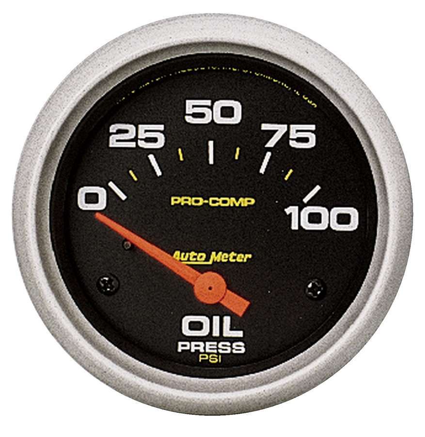 AutoMeter Oil Pressure Gauge - Pro-Comp - 0-100 psi - Electric - Analog - Short Sweep - 2-5/8 in Diameter - Black Face - Each