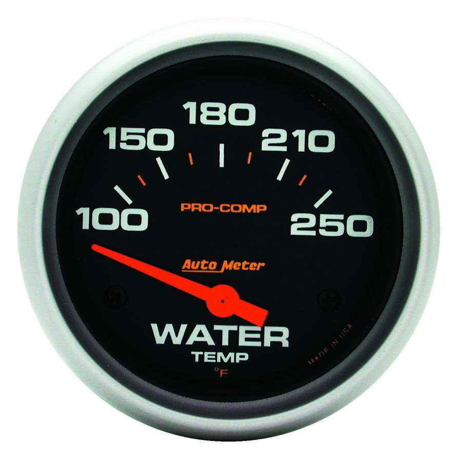 AutoMeter Water Temperature Gauge - Pro-Comp - 100-250 Degree F - Electric - Analog - Short Sweep - 2-5/8 in Diameter - Black Face - Each