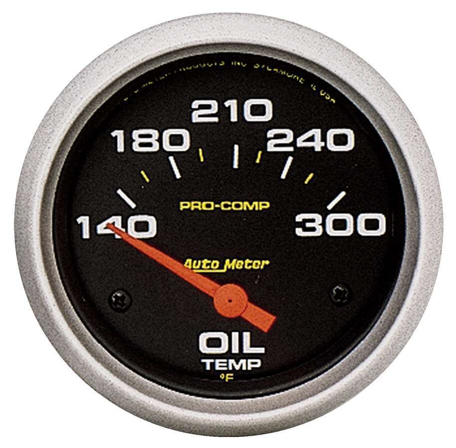 AutoMeter Oil Temperature Gauge - Pro-Comp - 140-300 Degree F - Electric - Analog - Short Sweep - 2-5/8 in Diameter - Black Face - Each