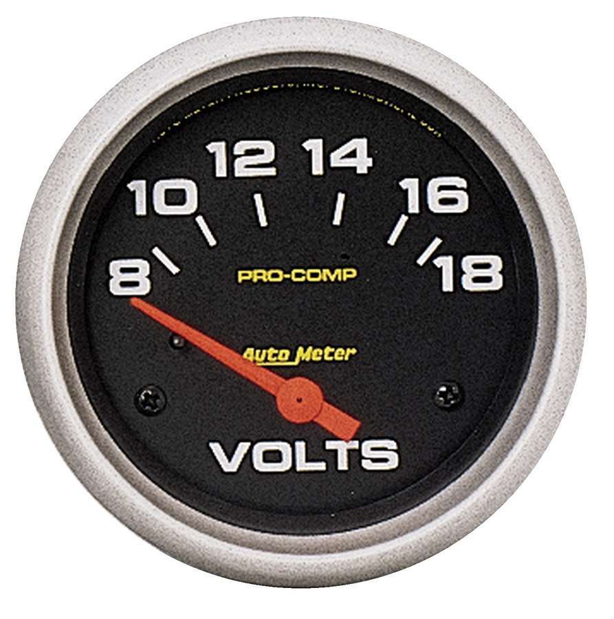 AutoMeter Voltmeter - Pro-Comp - 8-18V - Electric - Analog - Short Sweep - 2-5/8 in Diameter - Black Face - Each