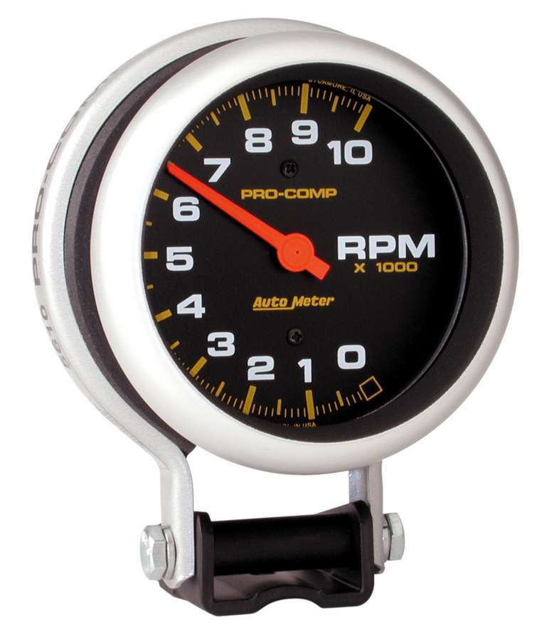 AutoMeter Tachometer - Pro-Comp - 10000 RPM - Electric - Analog - 3-3/4 in Diameter - Pedestal Mount - Black Face - Each