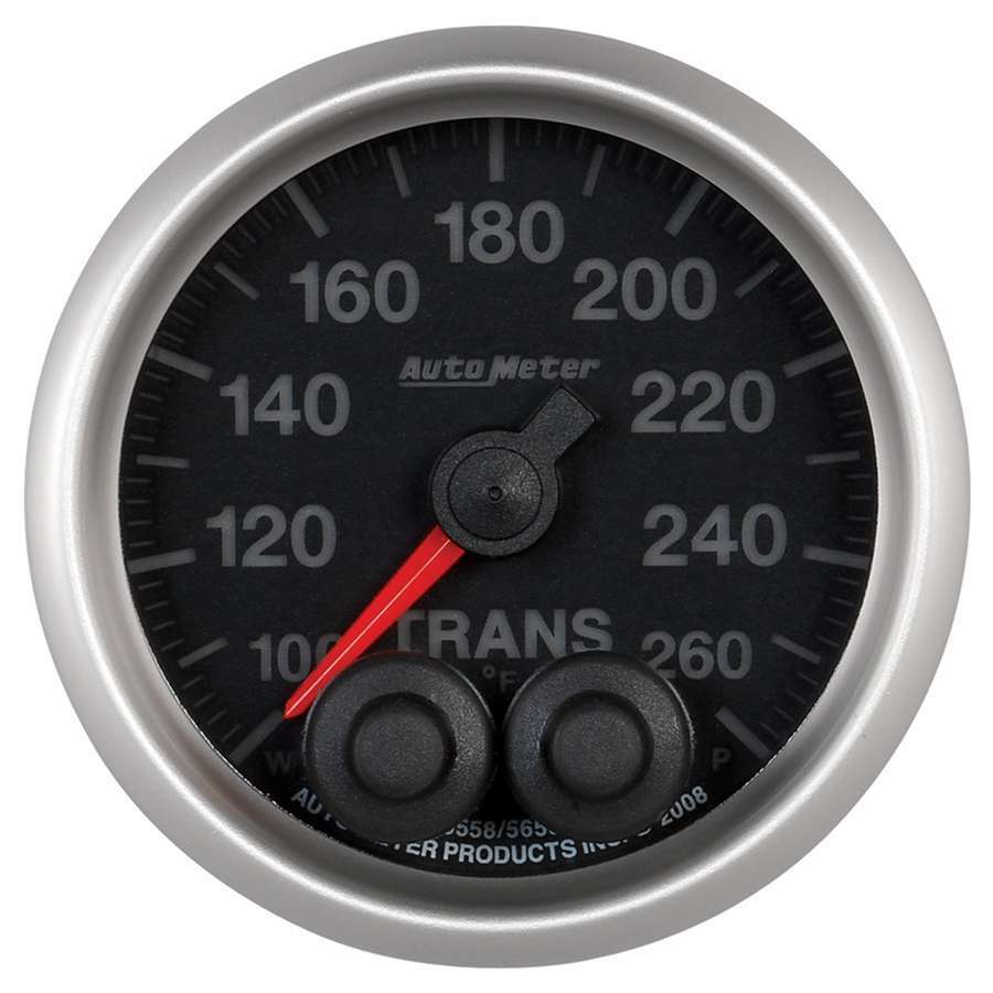 AutoMeter Transmission Temperature Gauge - Elite Series - 100-260 Degree F - Electric - Analog - Full Sweep - 2-1/16 in Diameter - Black Face - Each