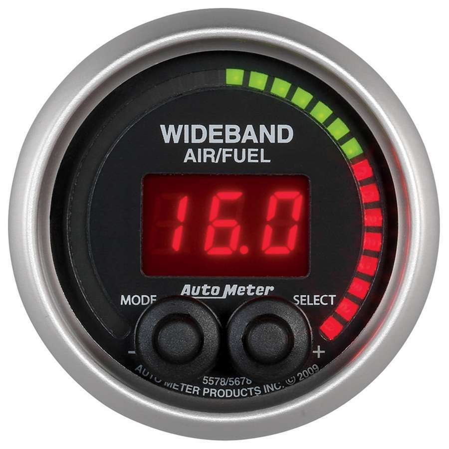 AutoMeter Air-Fuel Ratio Gauge - Elite Series - Wideband - 6:1-20:1 AFR - Electric - Digital - 2-1/16 in Diameter - Black Face - Each