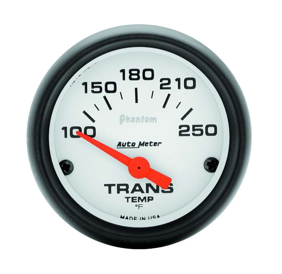 AutoMeter Transmission Temperature Gauge - Phantom - 100-250 Degree F - Electric - Analog - Short Sweep - 2-1/16 in Diameter - White Face - Each