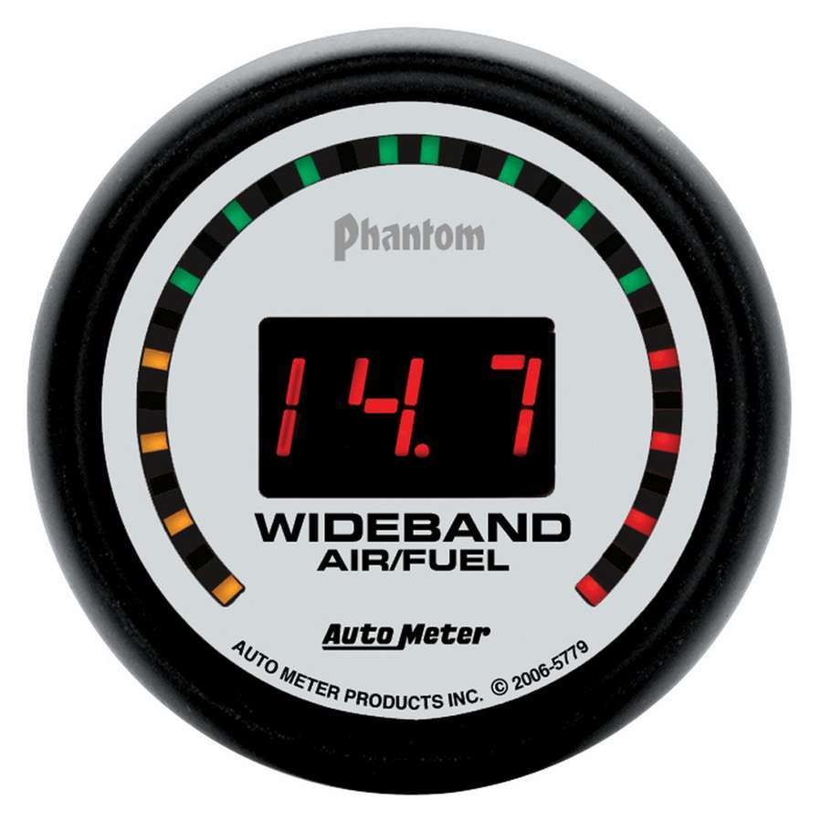 AutoMeter Air-Fuel Ratio Gauge - Phantom - Wideband - 10:1-17:1 AFR - Electric - Digital - 2-1/16 in Diameter - White Face - Each