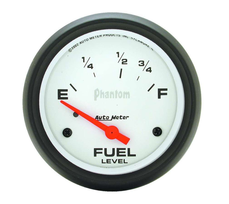 AutoMeter Fuel Level Gauge - Phantom - 73-10 ohm - Electric - Analog - Short Sweep - 2-5/8 in Diameter - White Face - Each