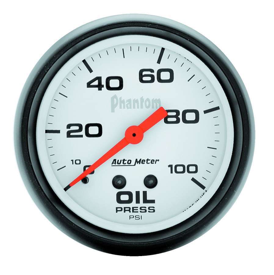 AutoMeter Oil Pressure Gauge - Phantom - 0-100 psi - Electric - Analog - Short Sweep - 2-5/8 in Diameter - White Face - Each