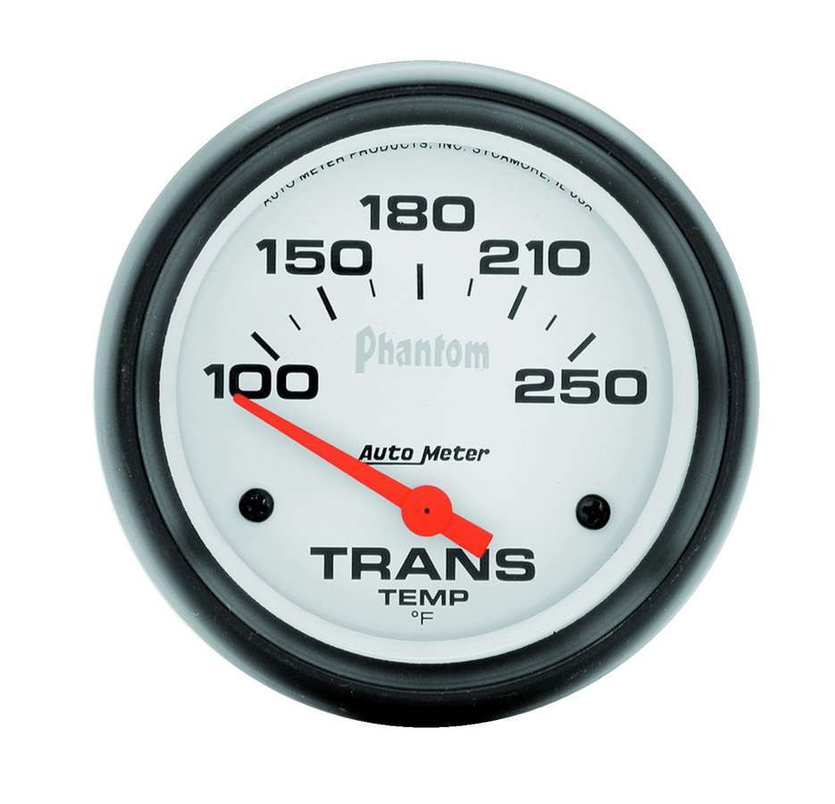 AutoMeter Transmission Temperature Gauge - Phantom - 100-250 Degree F - Electric - Analog - Short Sweep - 2-5/8 in Diameter - White Face - Each