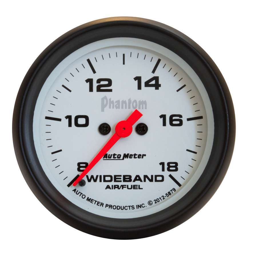 AutoMeter Air-Fuel Ratio Gauge - Phantom - Wideband - 8:1-18:1 AFR - Electric - Analog - Full Sweep - 2-5/8 in Diameter - Silver Face - Each