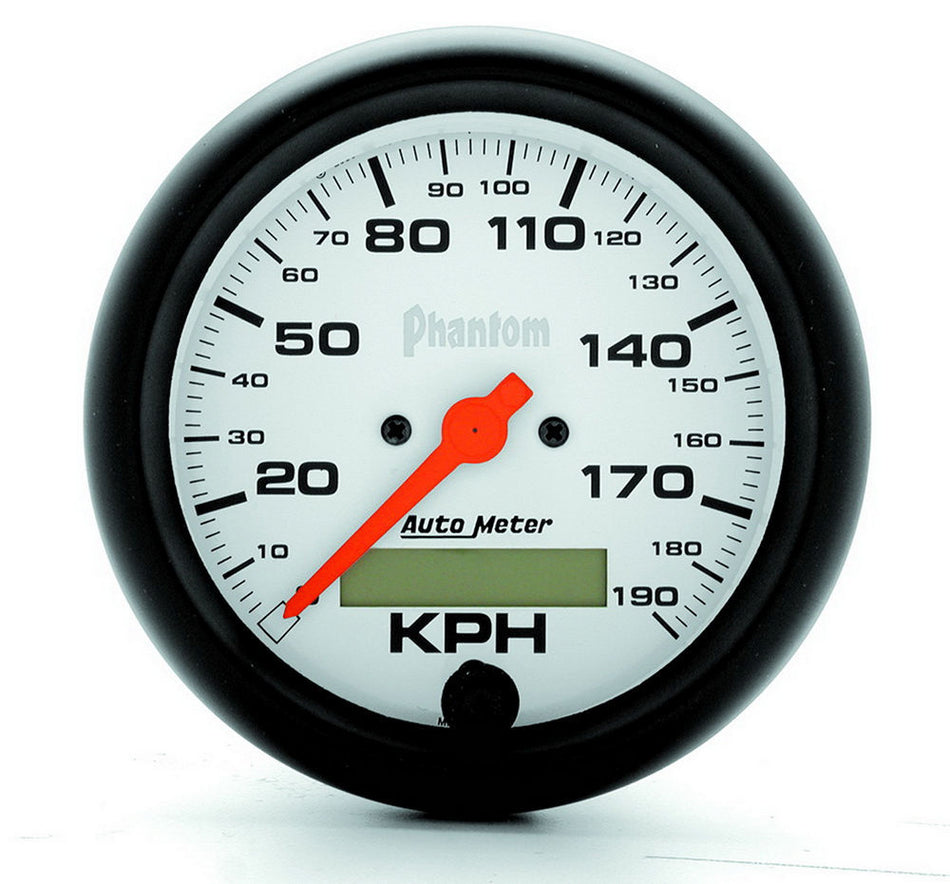 AutoMeter Speedometer - Phantom - 190 KPH - Electric - Analog - 3-3/8 in Diameter - Programmable - White Face - Each