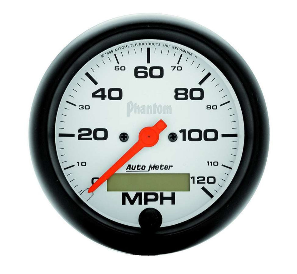 AutoMeter Speedometer - Phantom - 120 MPH - Electric - Analog - 3-3/8 in Diameter - Programmable - White Face - Each