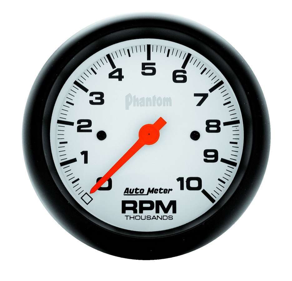 AutoMeter Tachometer - Phantom - 10000 RPM - Electric - Analog - 3-3/8 in Diameter - Dash Mount - White Face - Each