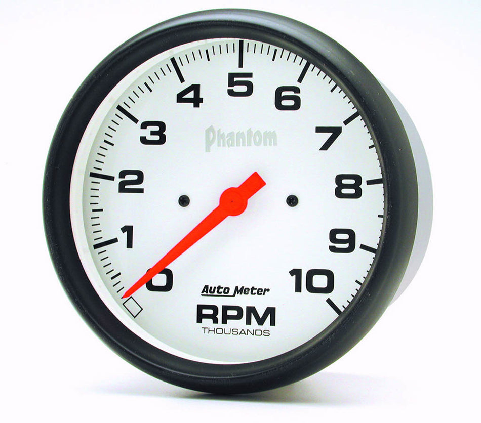 AutoMeter Tachometer - Phantom - 10000 RPM - Electric - Analog - 5 in Diameter - Dash Mount - White Face - Each