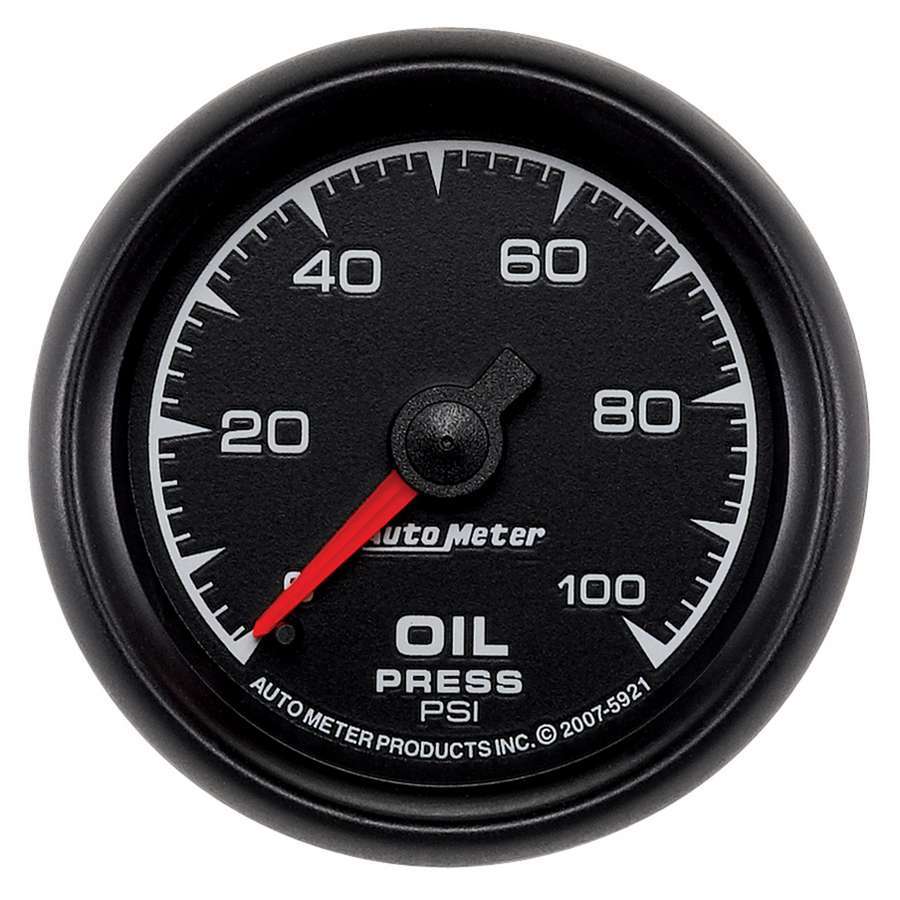 AutoMeter Oil Pressure Gauge - ES - 0-100 psi - Mechanical - Analog - Full Sweep - 2-1/16 in Diameter - Black Face - Each