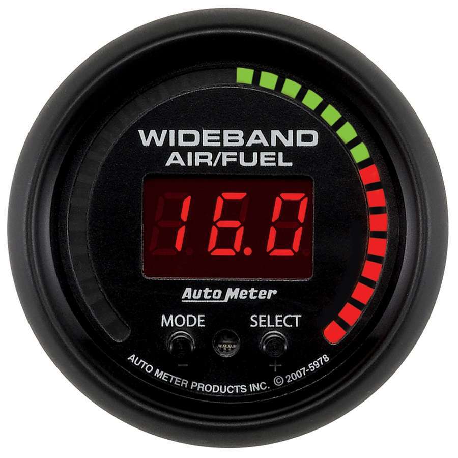 AutoMeter Air-Fuel Ratio Gauge - ES - Wideband - 6:1-20:1 AFR - Electric - Digital - 2-1/16 in Diameter - Black Face - Each