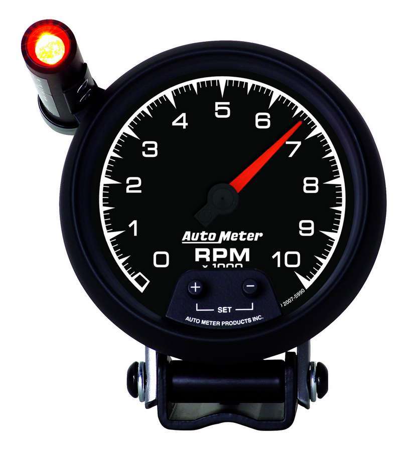 AutoMeter Tachometer - ES - 10000 RPM - Electric - Analog - 3-3/4 in Diameter - Pedestal Mount - Shift Light - Black Face - Each