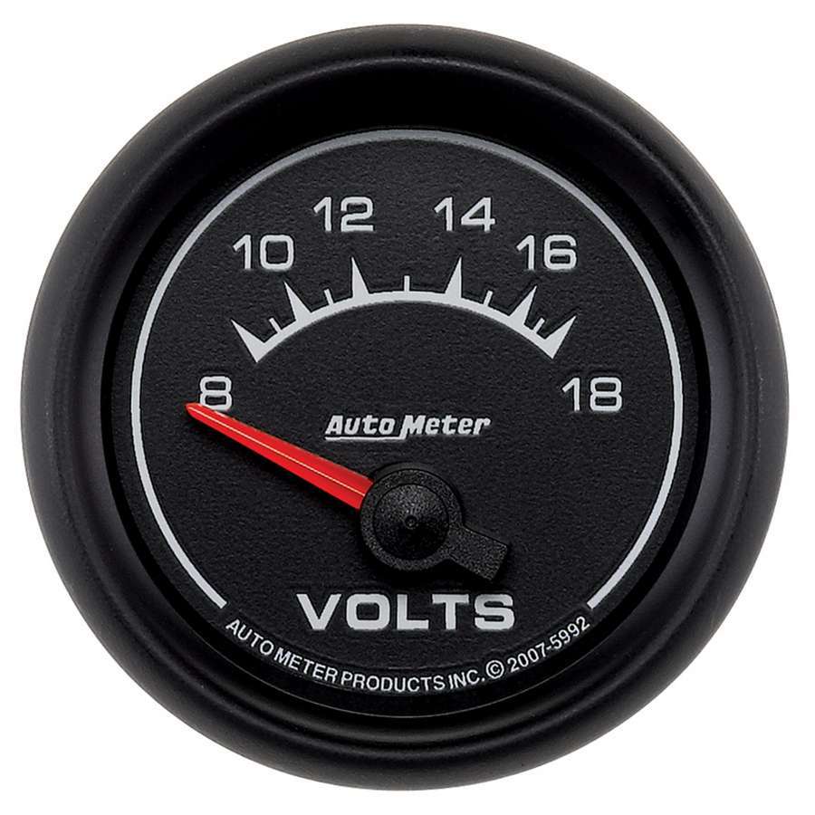 AutoMeter Voltmeter - ES - 8-18V - Electric - Analog - Short Sweep - 2-1/16 in Diameter - Black Face - Each