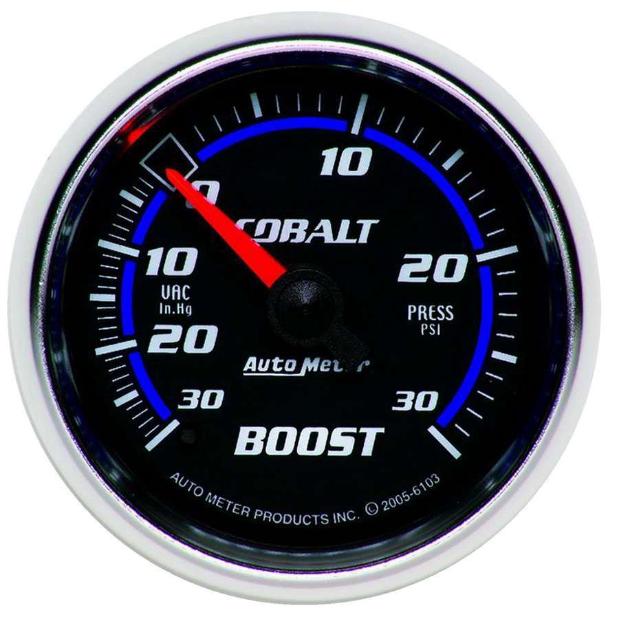 AutoMeter Boost / Vacuum Gauge - Cobalt - 30 in HG-30 psi - Mechanical - Analog - 2-1/16 in Diameter - Black Face - Each