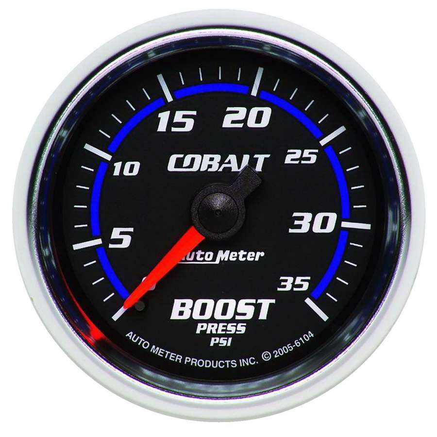 AutoMeter Boost Gauge - Cobalt - 0-35 psi - Mechanical - Analog - 2-1/16 in Diameter - Black Face - Each